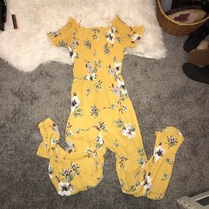 Yellow off the shoulder Flower jumper